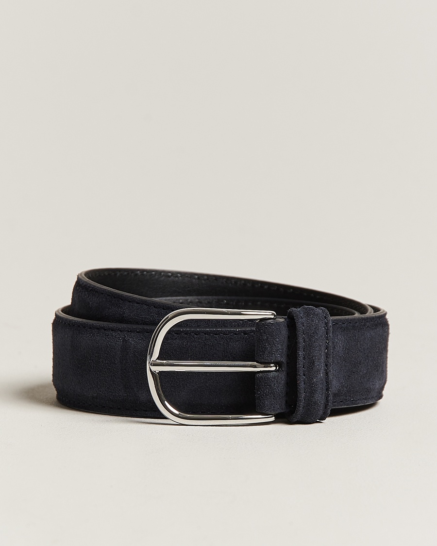 Anderson's Suede 3,5 cm Belt Navy – Blå