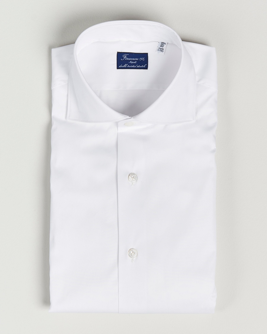 Finamore Napoli Milano Slim Fit Stretch Shirt White – Hvid