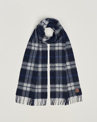 Halstørklæde |  Merino Wool Check Scarf Blue