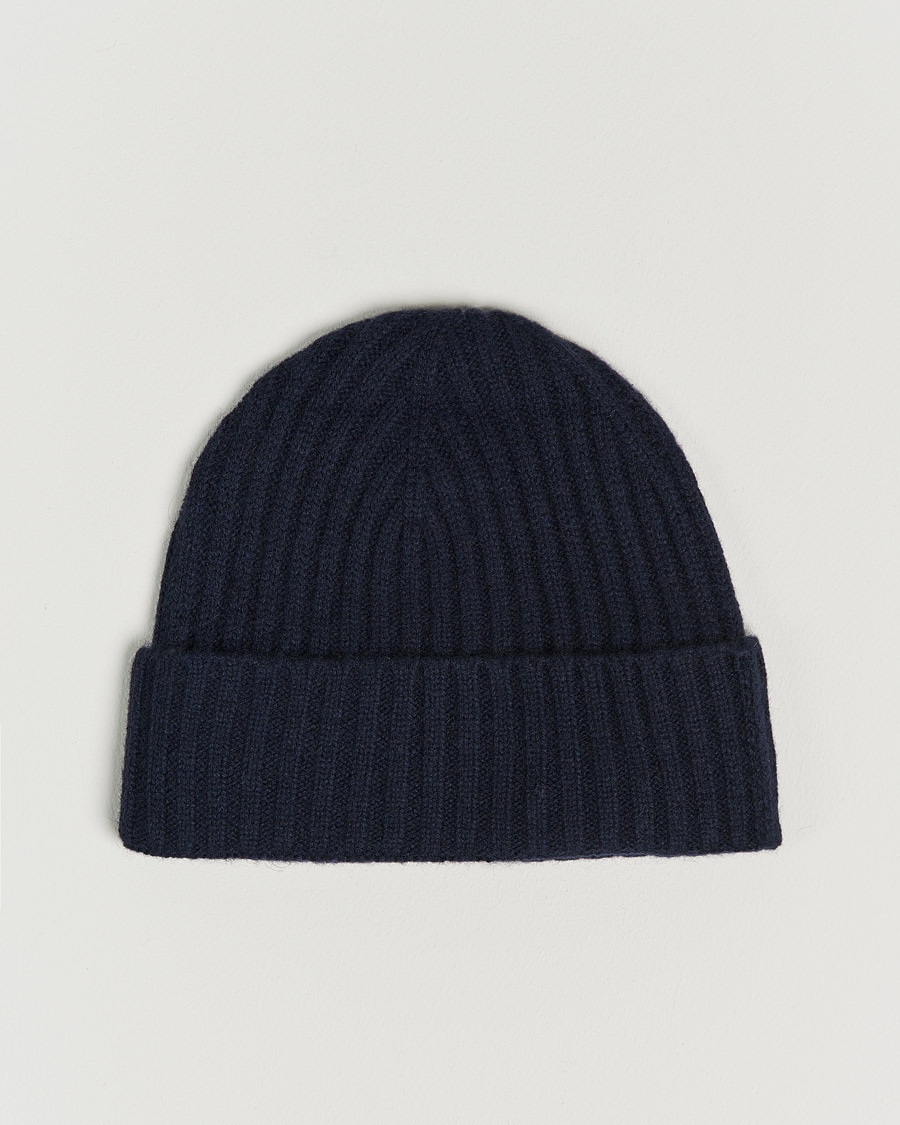 Amanda Christensen Rib Knitted Cashmere Cap Navy