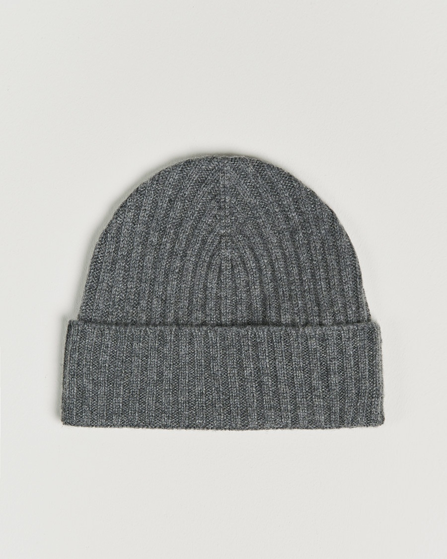 Herre |  | Amanda Christensen | Rib Knitted Cashmere Cap Grey Melange
