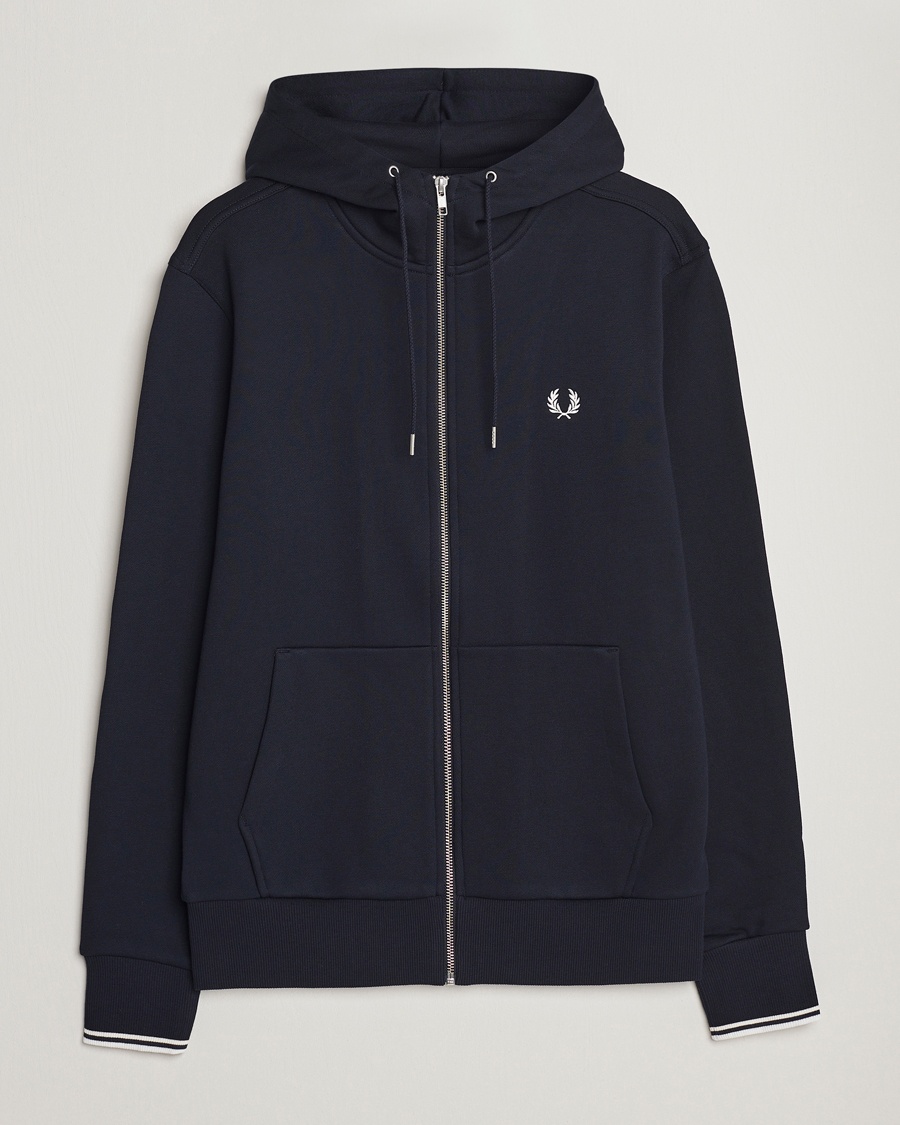 Fred Perry Full Zip Hooded Sweatshirt Navy – Blå