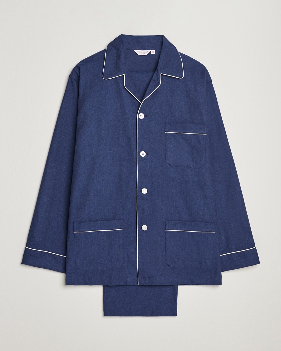 Herre | | Derek Rose | Brushed Cotton Flanell Pyjama Set Navy