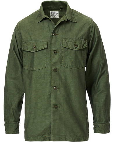 orSlow Cotton Sateen Army Overshirt Army Green 1 - XS