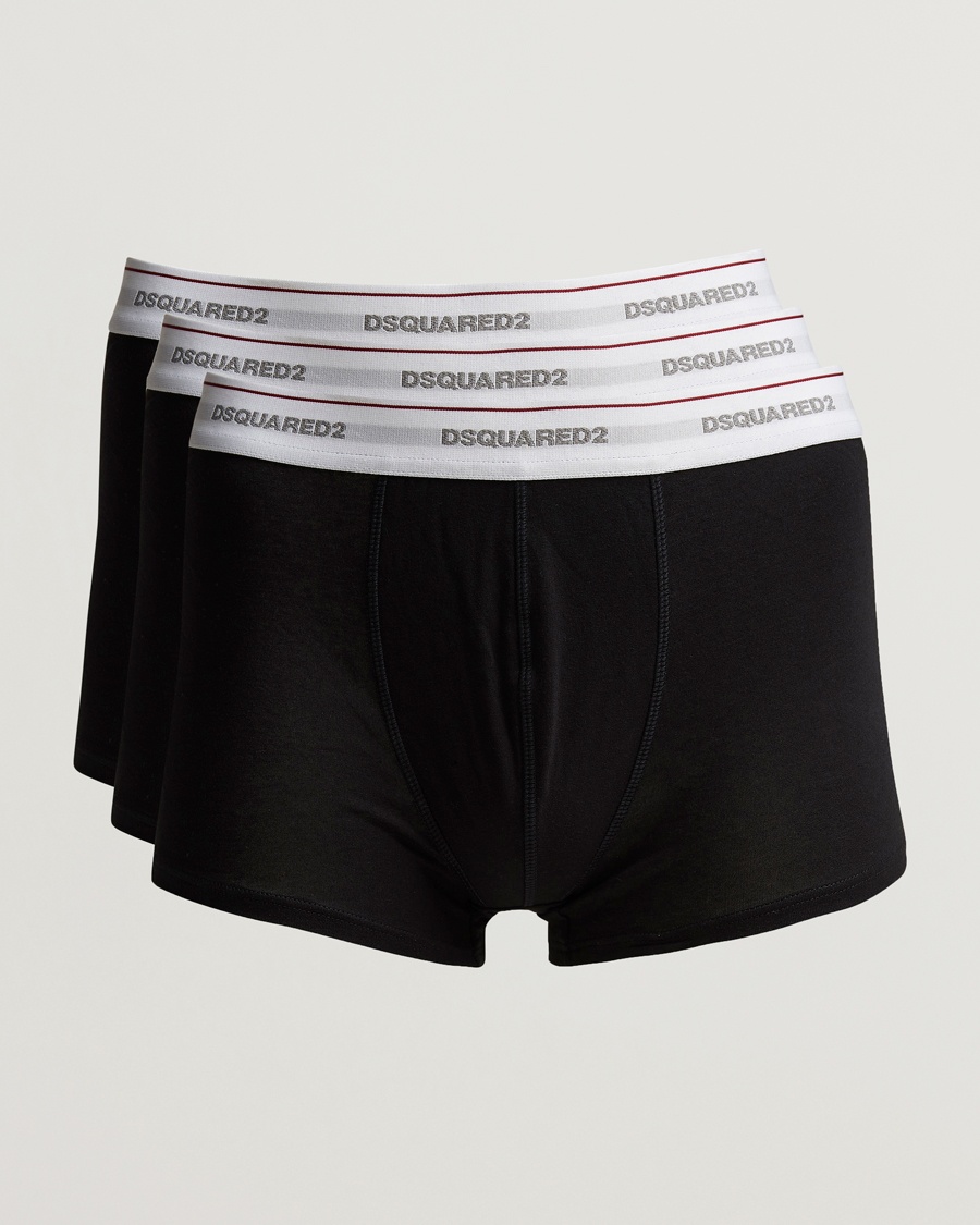Herre | Dsquared2 | Dsquared2 | 3-Pack Cotton Stretch Trunk Black