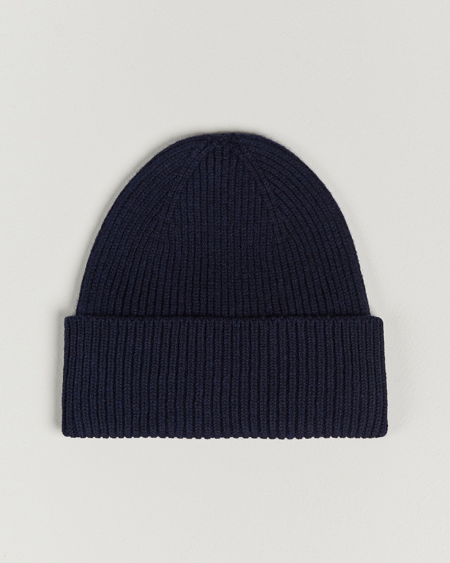 Colorful Standard Merino Wool Beanie Navy Blue – Blå