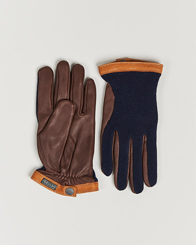 Hestra Deerskin Wool Glove Blue/Brown - CareOfCarl.dk