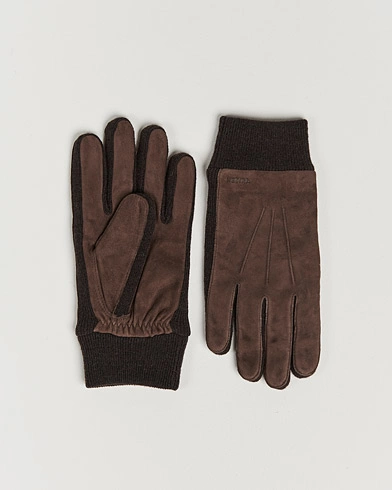 Herre | Handsker | Hestra | Geoffery Suede Wool Tricot Glove Espresso