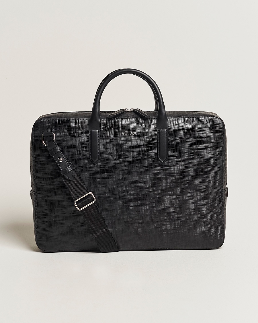 Smythson Panama Lightweight Briefcase Black – Sort