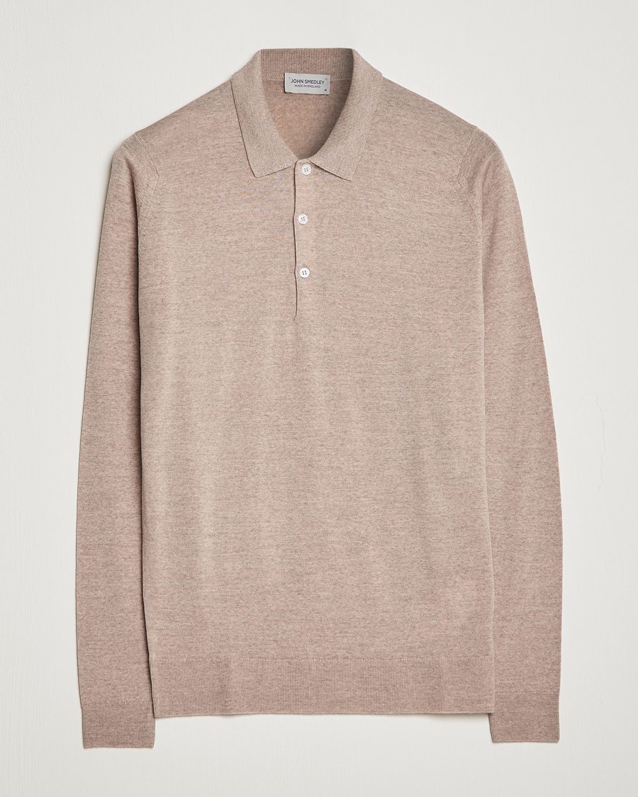  Belper Extra Fine Merino Polo Pullover Soft Fawn