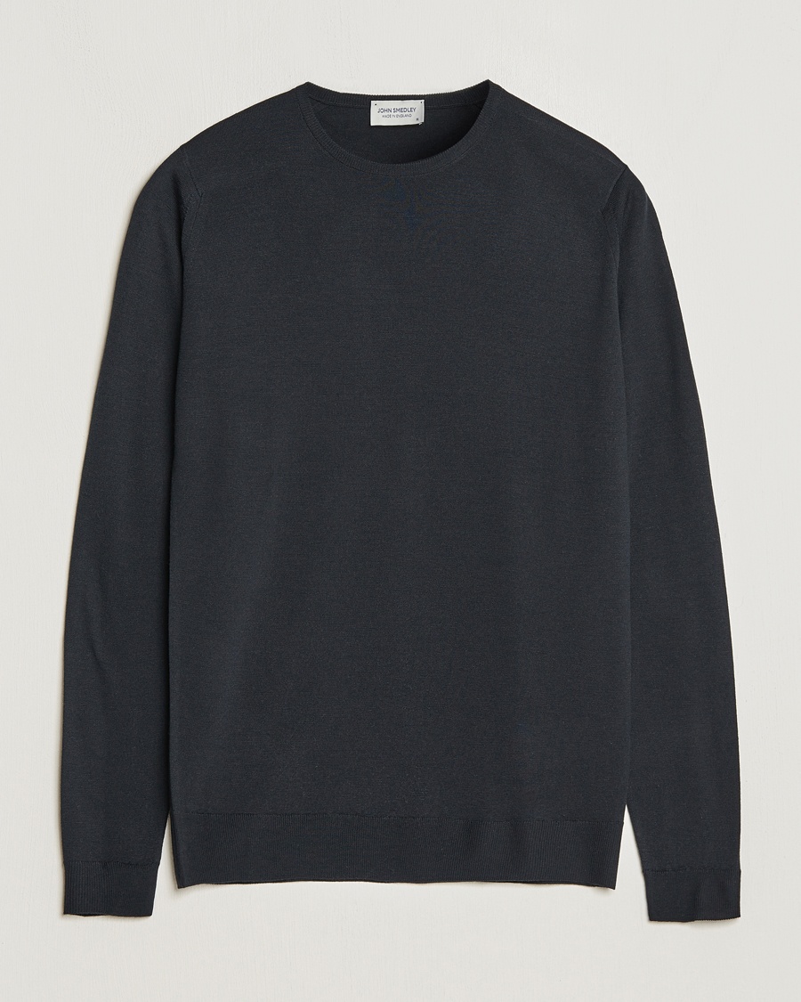 John Smedley Lundy Extra Fine Merino Crew Neck Black – Sort