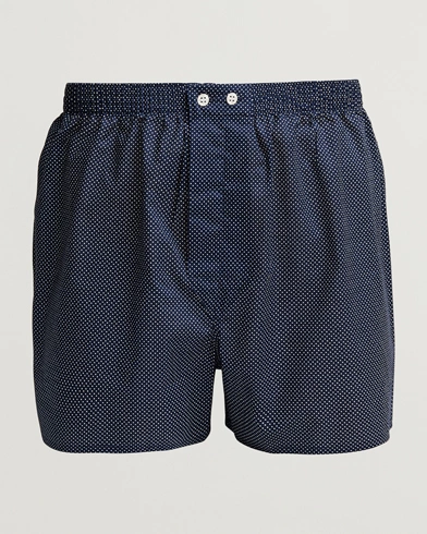 Herre | Loungewear-afdelingen | Derek Rose | Classic Fit Cotton Boxer Shorts Navy Polka Dot