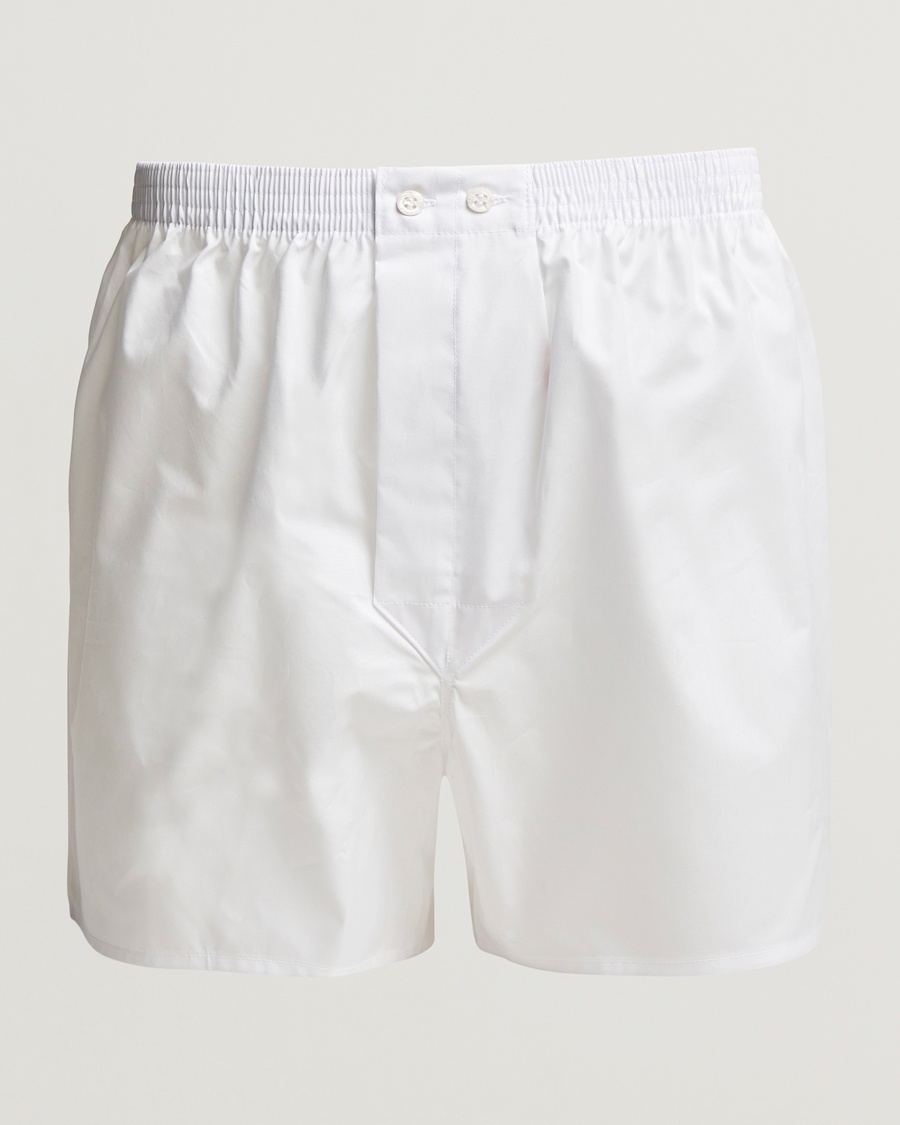 Derek Rose Classic Fit Cotton Boxer Shorts White – Hvid