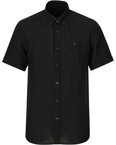 Herre | Fløjlsskjorter | Morris | Douglas Linen Short Sleeve Shirt Black