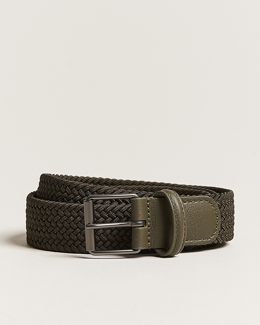 Anderson's Elastic Woven 3 cm Belt Military Green – Grøn