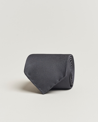 Herre |  | Drake's | Handrolled Woven Silk 8 cm Tie Grey