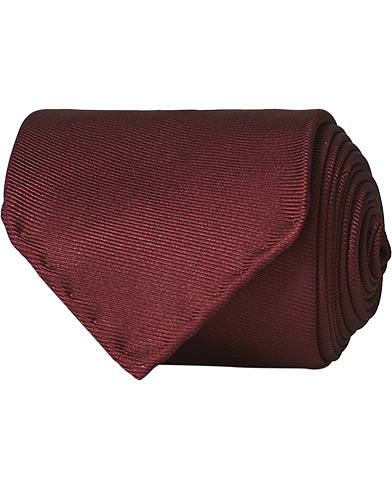 Herre | Drake's | Drake's | Handrolled Woven Silk 8 cm Tie Burgundy