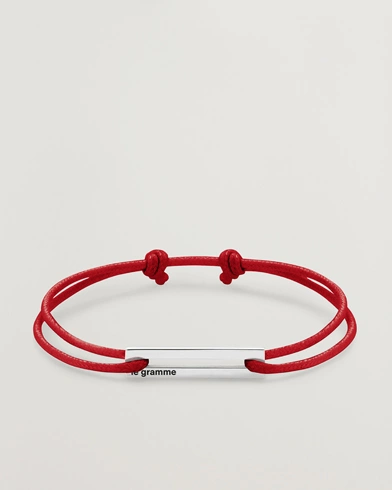 Herre | Contemporary Creators | LE GRAMME | Cord Bracelet Le 17/10 Red/Sterling Silver