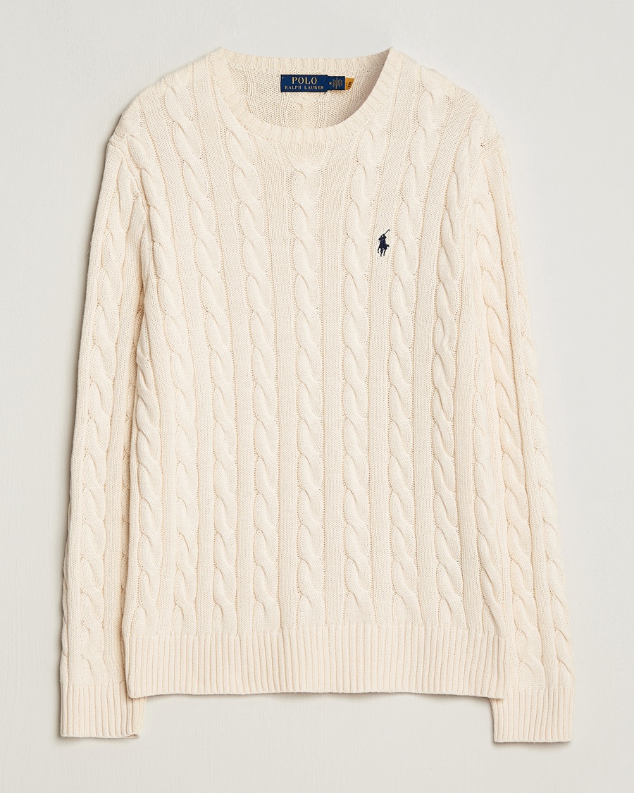 Polo Ralph Lauren Cotton Cable Pullover Andover Cream – Hvid