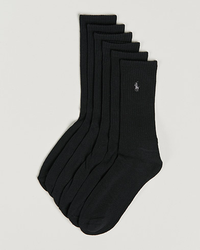 Herre | Preppy AuthenticGAMMAL | Polo Ralph Lauren | 6-Pack Cotton Crew Socks Black
