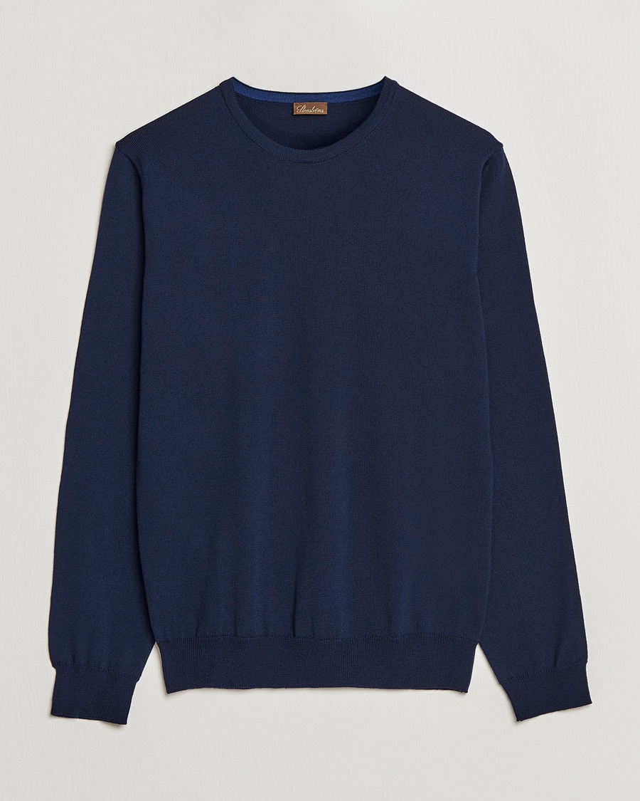 Herre | Personal Classics | Stenströms | Merino Crew Neck Navy