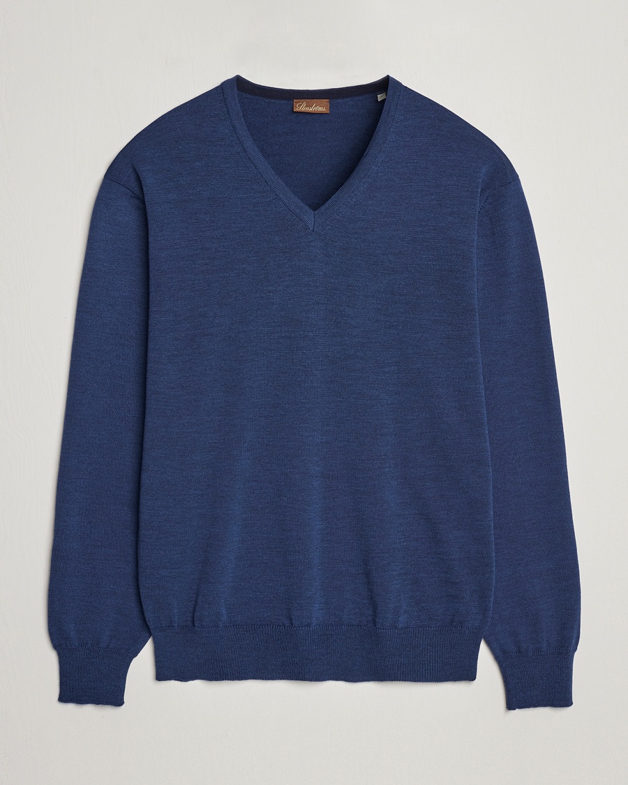 Stenströms Merino V-Neck Blue – Blå