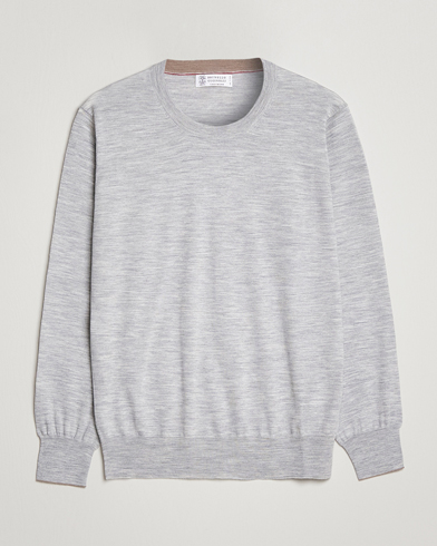 Herre | Pullovers med rund hals | Brunello Cucinelli | Cashmere/Wool Crew Neck Sweater Light Grey