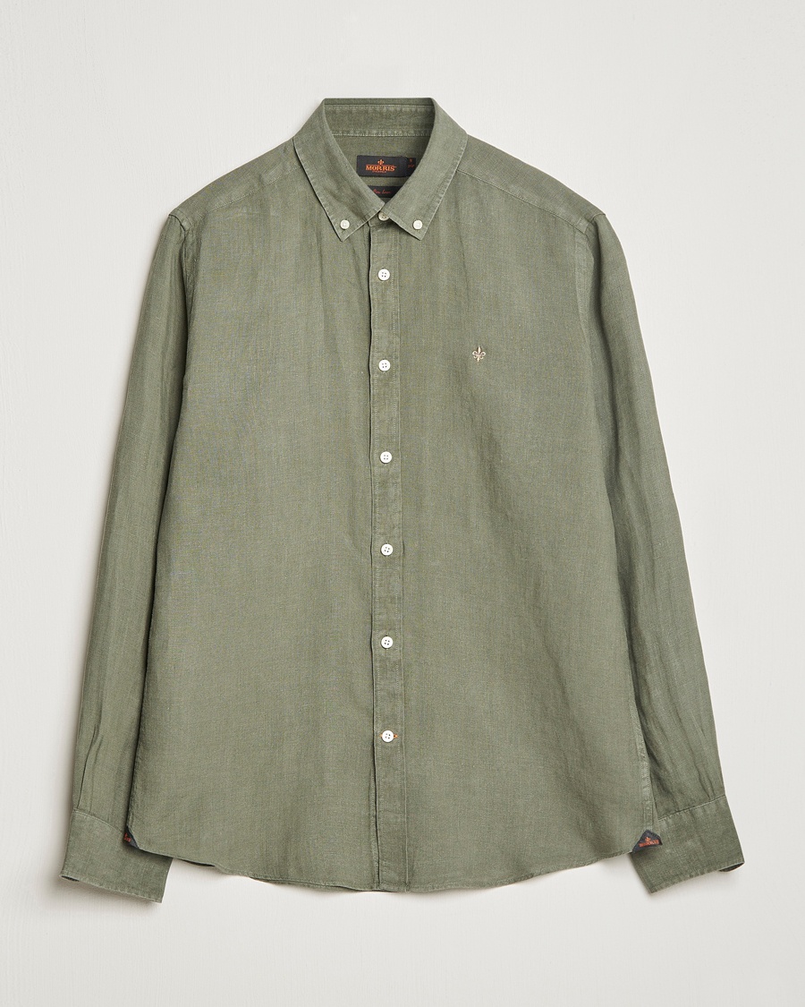 Morris Douglas Linen Button Down Shirt Olive – Grøn