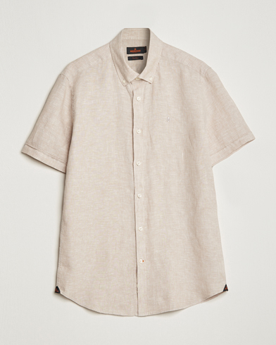 Herre | Skjorter | Morris | Douglas Linen Short Sleeve Shirt Khaki
