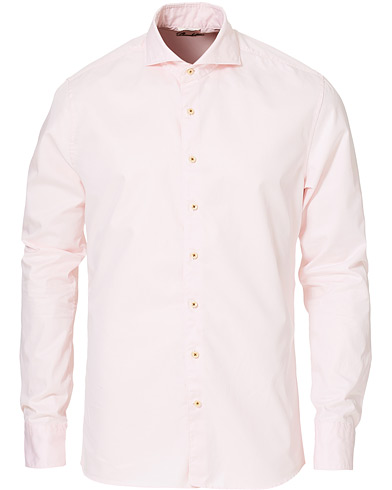 Casualskjorter |  Slimline Washed Cotton Plain Shirt Pink