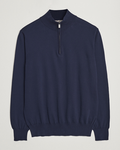 Herre |  | Canali | Cotton Half Zip Sweater Navy