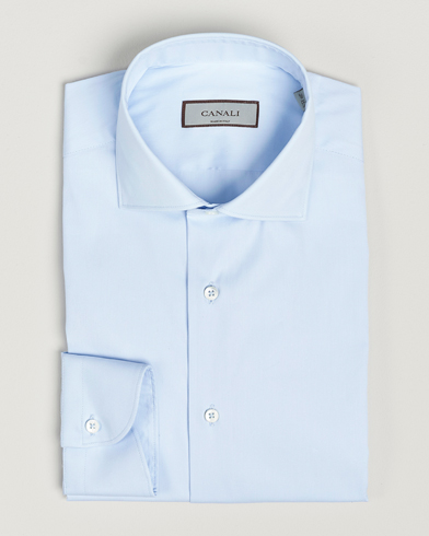Herre | Quiet Luxury | Canali | Slim Fit Cotton/Stretch Shirt Light Blue