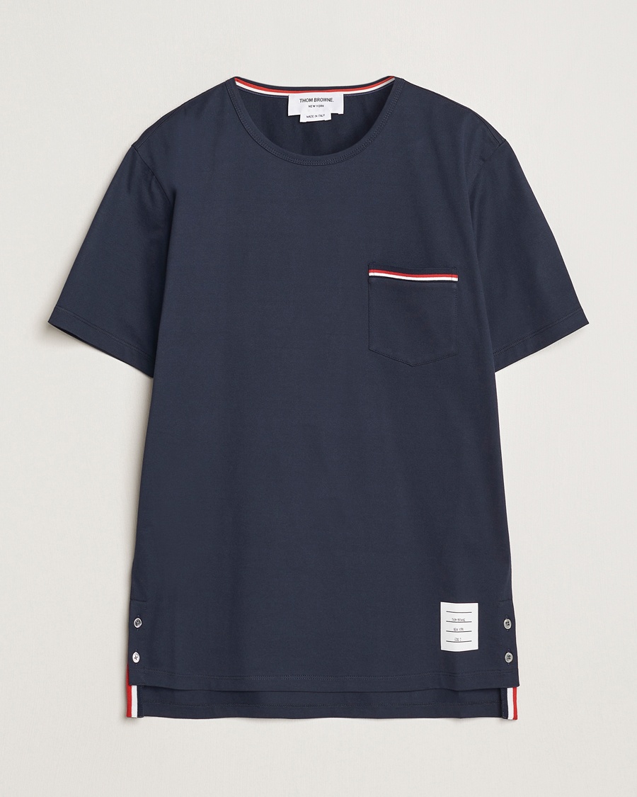 Thom Browne Short Sleeve Pocket T-Shirt Navy – Blå