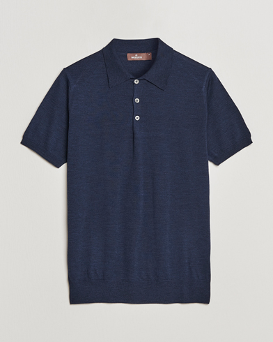 Herre | Tøj | Morris Heritage | Short Sleeve Knitted Polo Shirt Navy