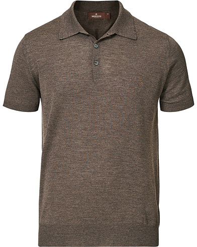 Herre |  | Morris Heritage | Short Sleeve Knitted Polo Shirt Brown
