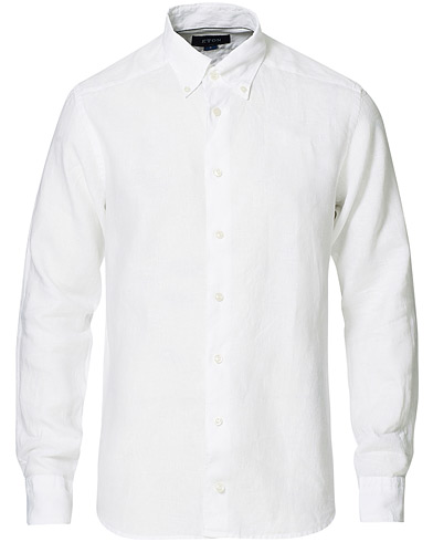  Slim Fit Button Down Linen Shirt White