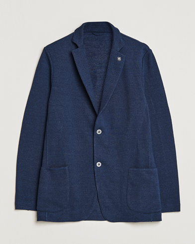 Herre | Blazere & jakker | Gran Sasso | Structured Cotton/Linen Blazer Navy