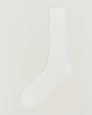 Herre |  | Bresciani | Cotton Ribbed Short Socks White