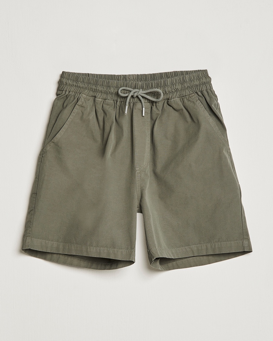 Colorful Standard Classic Organic Twill Drawstring Shorts Dusty Olive – Grøn