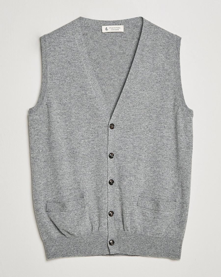 Piacenza Cashmere Cashmere Sleeveless Cardigan Light Grey – Grå