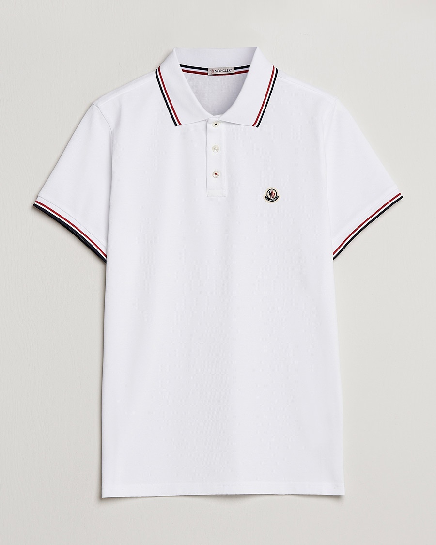 Moncler Contrast Rib Polo White – Hvid