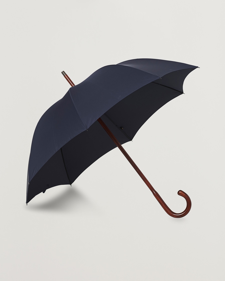 Fox Umbrellas Polished Cherrywood Solid Umbrella Navy – Blå