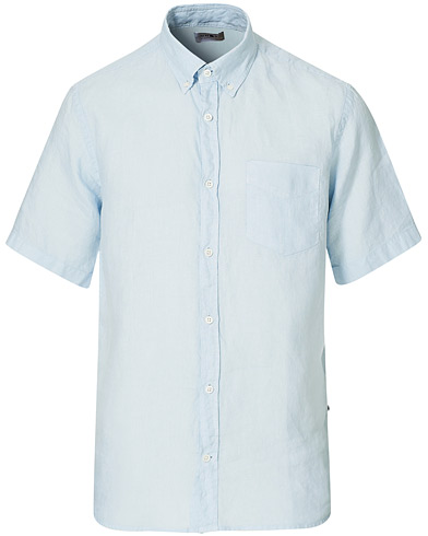 Kortærmede skjorter |  Tyrion Linen Short Sleeve Shirt Light Blue