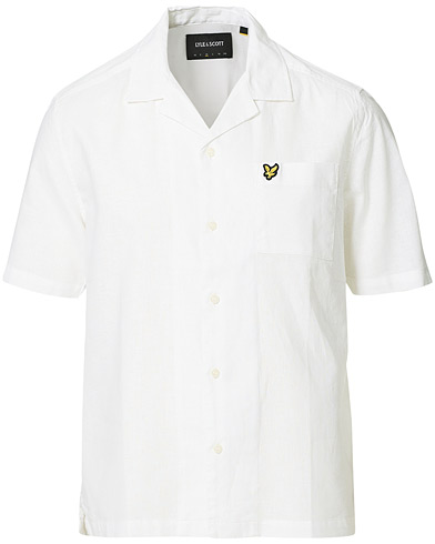 Hørskjorter |  Cotton/Linen Camp Collar Short Sleeve Shirt White