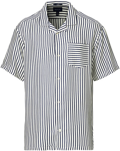 Herre |  | GANT | Rel Stripe Camp Collar Short Sleeve Shirt White/Blue