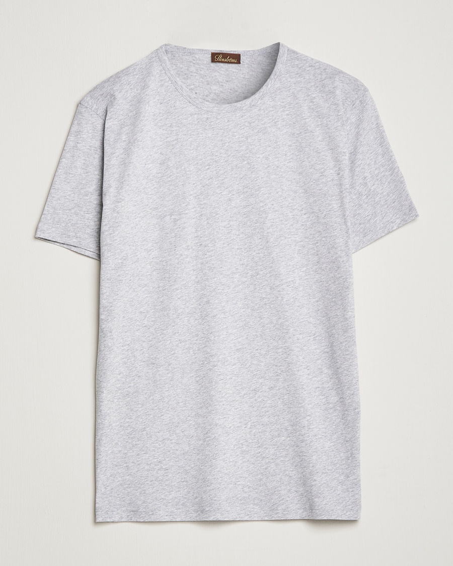 Stenströms Solid Cotton T-Shirt Grey Melange – Grå