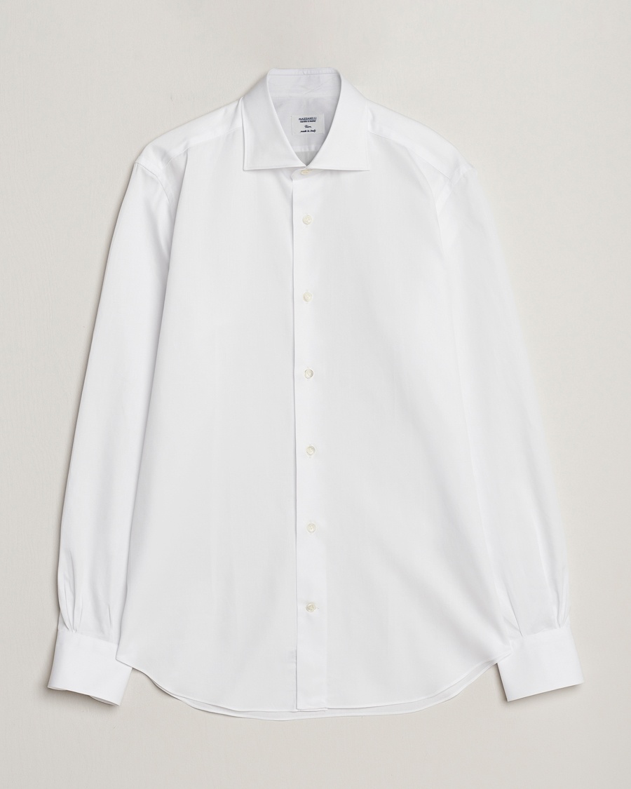 Mazzarelli Soft Cotton Cut Away Shirt White – Hvid