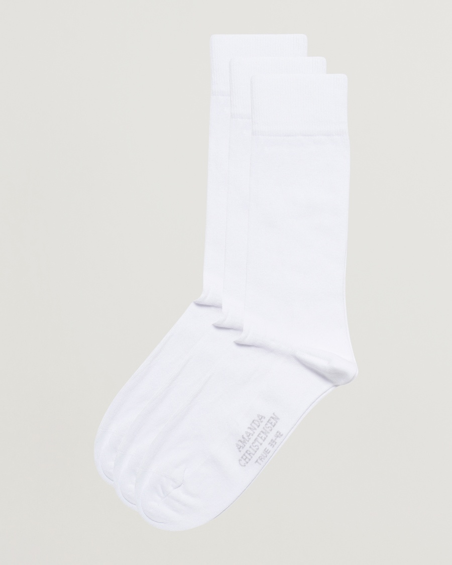Amanda Christensen 3-Pack True Cotton Socks White – Hvid