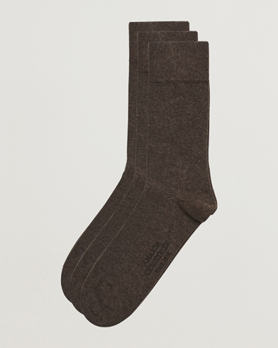 Herre | Amanda Christensen | Amanda Christensen | 3-Pack True Cotton Socks Brown Melange