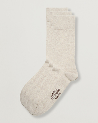 Herre | Wardrobe basics | Amanda Christensen | 3-Pack True Cotton Socks Sand Melange